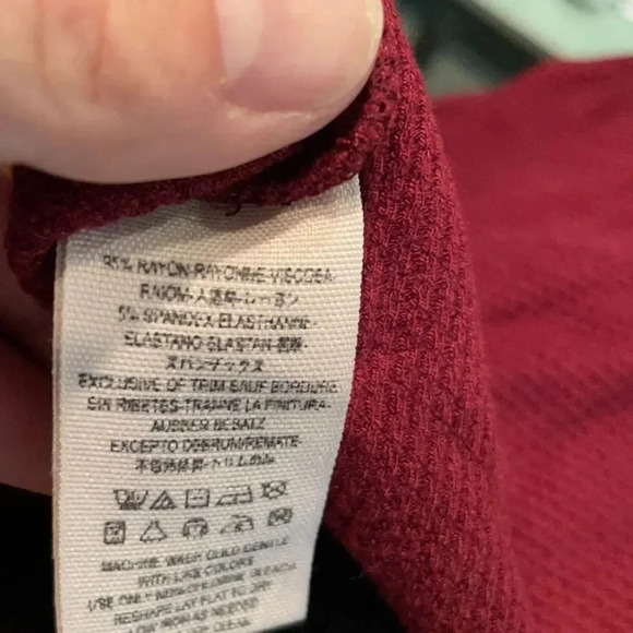 Free People waffle weave Long sleeved top Maroon Size M Casual Comfy - Picture 9 of 10